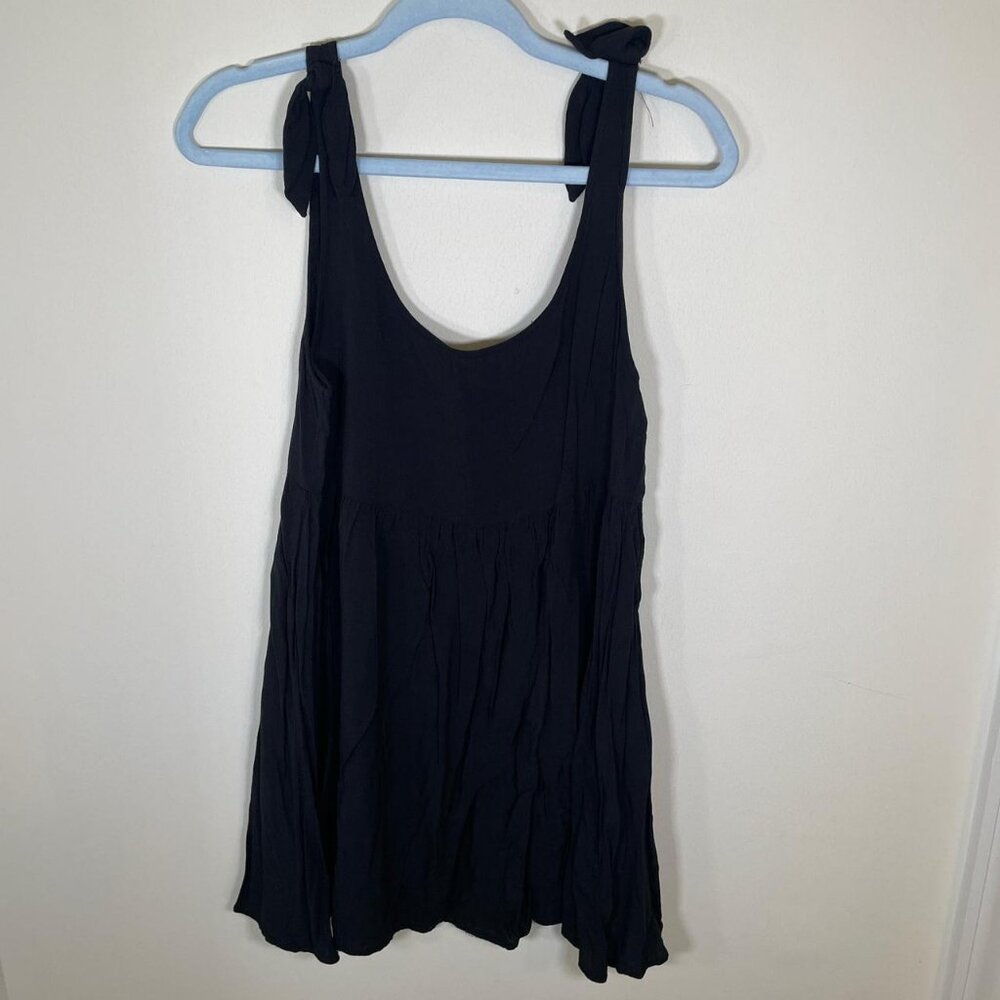 Forever 21 Black Floral Tie Strap Babydoll Mini Dress